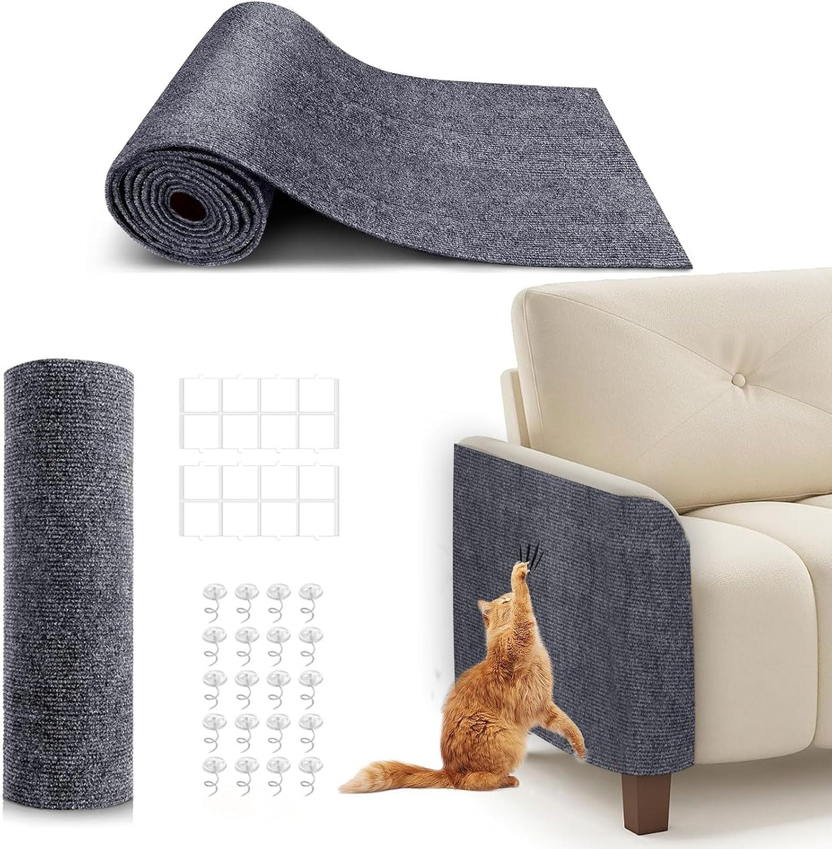 78.7"X15.8" Self-Adhesive Cat Scratch Mat, Cat Scratch Furniture Protector