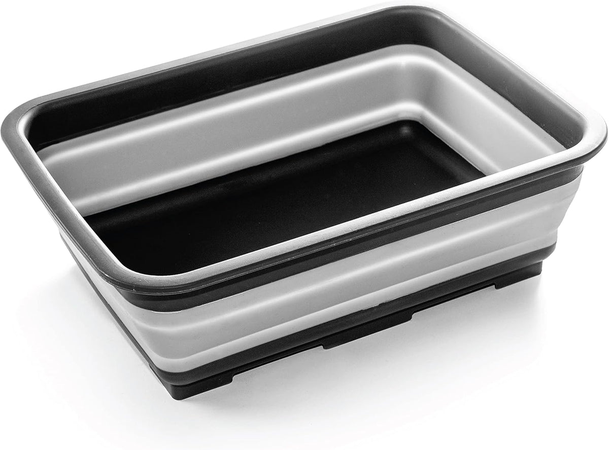 BINO Collapsible Wash Basin - Grey | Portable Dish Tub | Kitchen | Camping | Sink | Home Essentials | Baby Travel | Folding Dish Pan for Maximum Space Saving