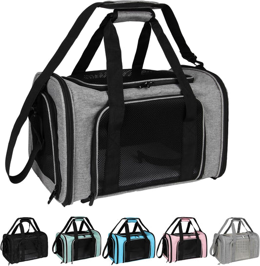 Top Tasta Dog Cat Carrier Pet Carriers for Large Cats Small Dogs Carrier Soft Sided Puppy up to 25Lbs Dog Carrier Portable Foldable Dog Cat Travel Carrier (Large-Grey& Black -20 * 13 * 13)