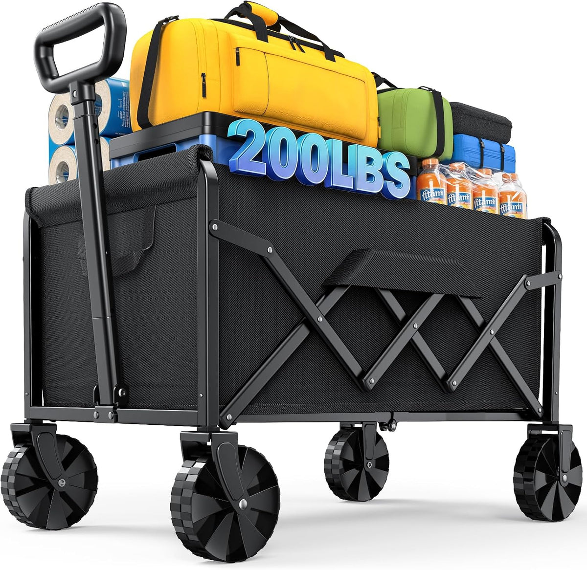 Kitsure Collapsible Wagon with Wheels, 200 Lb, 28 X 17 X 36 In