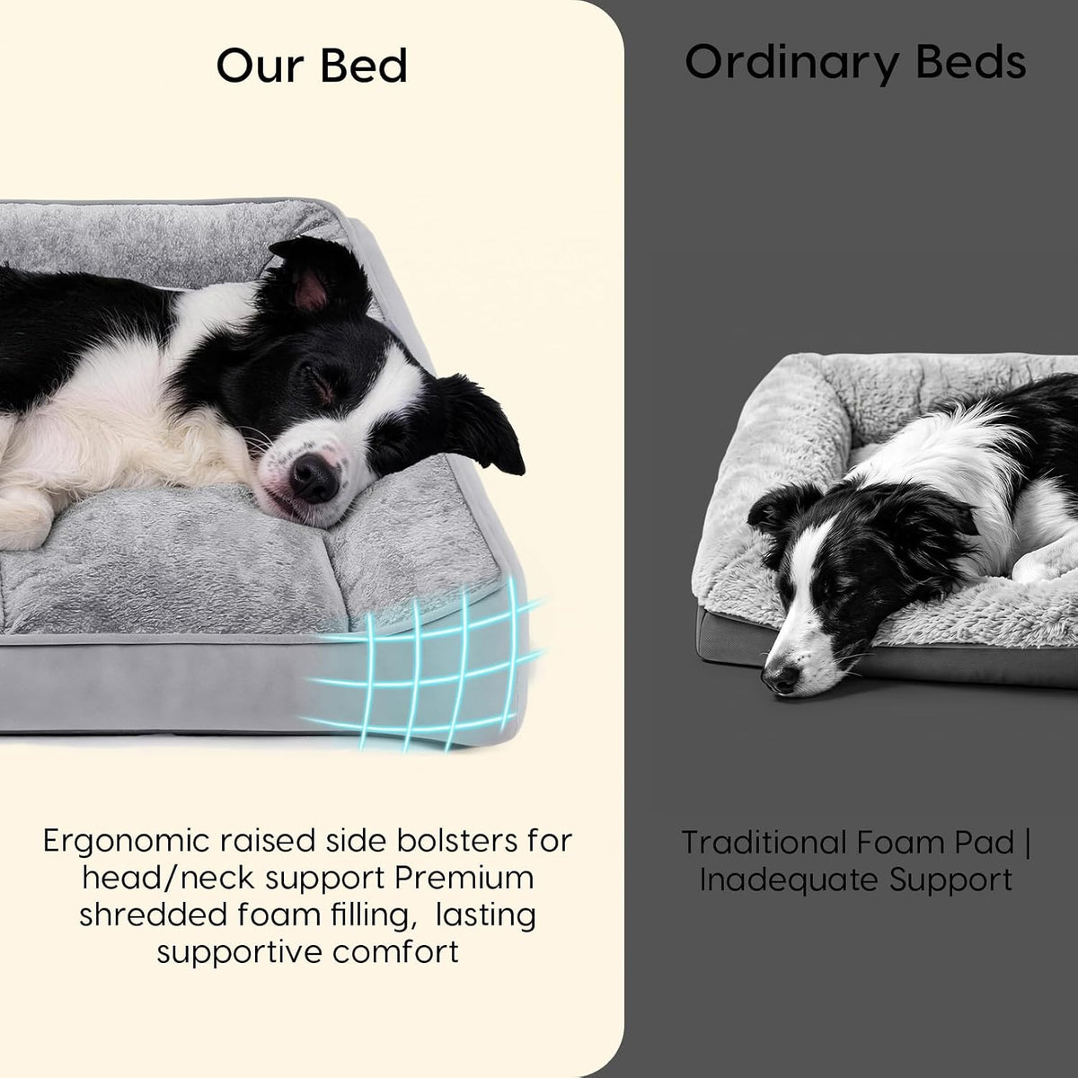 Orthopedic Dog Beds Large Sized Dog, Washable Dog Bed, 42" L, Grey