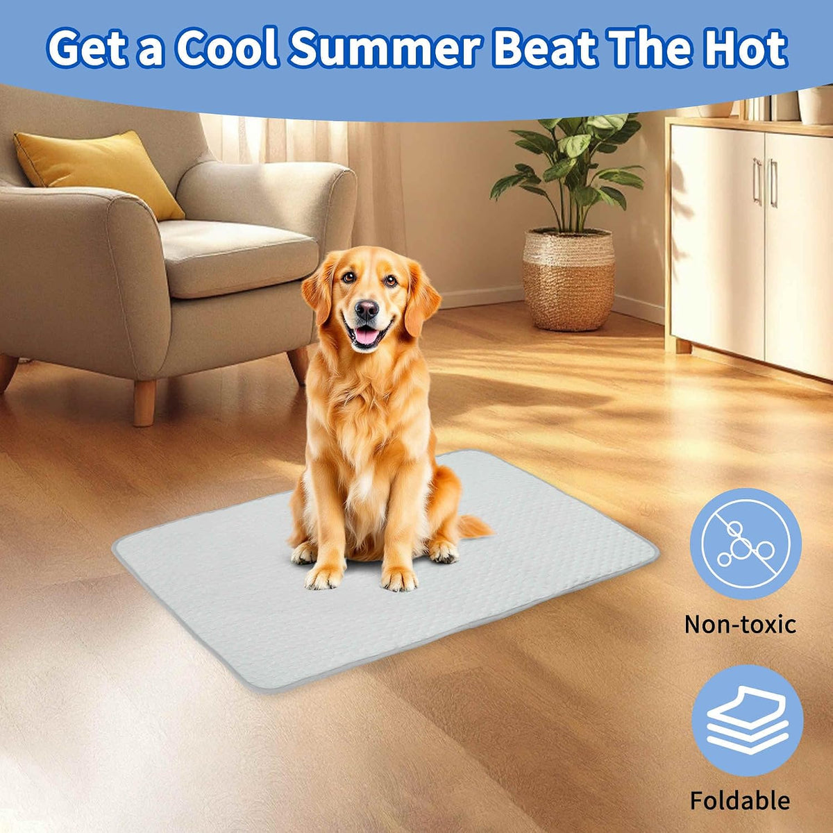 Dog Cooling Mat, Durable Machine Washable Pets Cool Pad, Xx-Large, Grey