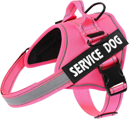 MUMUPET Service Dog Harness, No Pull & Reflective Pet Vest, Hot Pink, S
