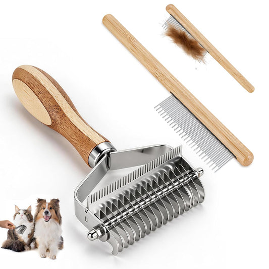 2 Pack Pet Grooming and Deshedding Brush Tools for Dogs and Cats
