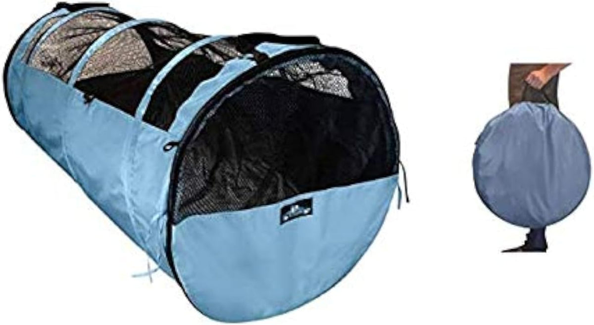 Pet Tube Soft Car Crate Large Kennel the Safe Dog and Cat Travel Mobile Home Pet Limo with Seat Belts and Storage Bag 47Lx24H Grey Color