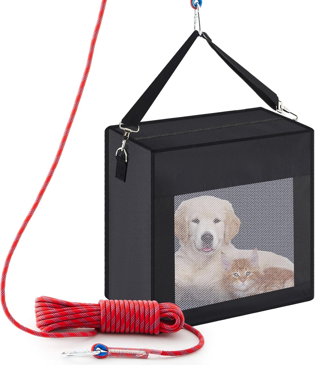 Dansydaisy Fire Evacuation Device Set Dog Pet up to 55 Pounds Fire Emergency Evacuation Bag 50 Ft Rope Escape Bag Safe Equipment Compact Survival Kit Rescue for Animal Home Work(19 X 18 X 10 Inches)