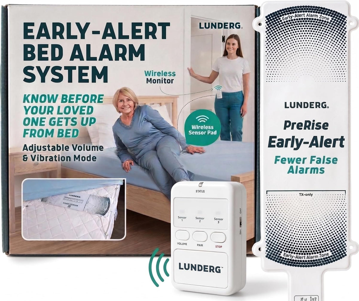 Lunderg Wireless Early Alert Bed Alarm System for Elderly & Fall Prevention