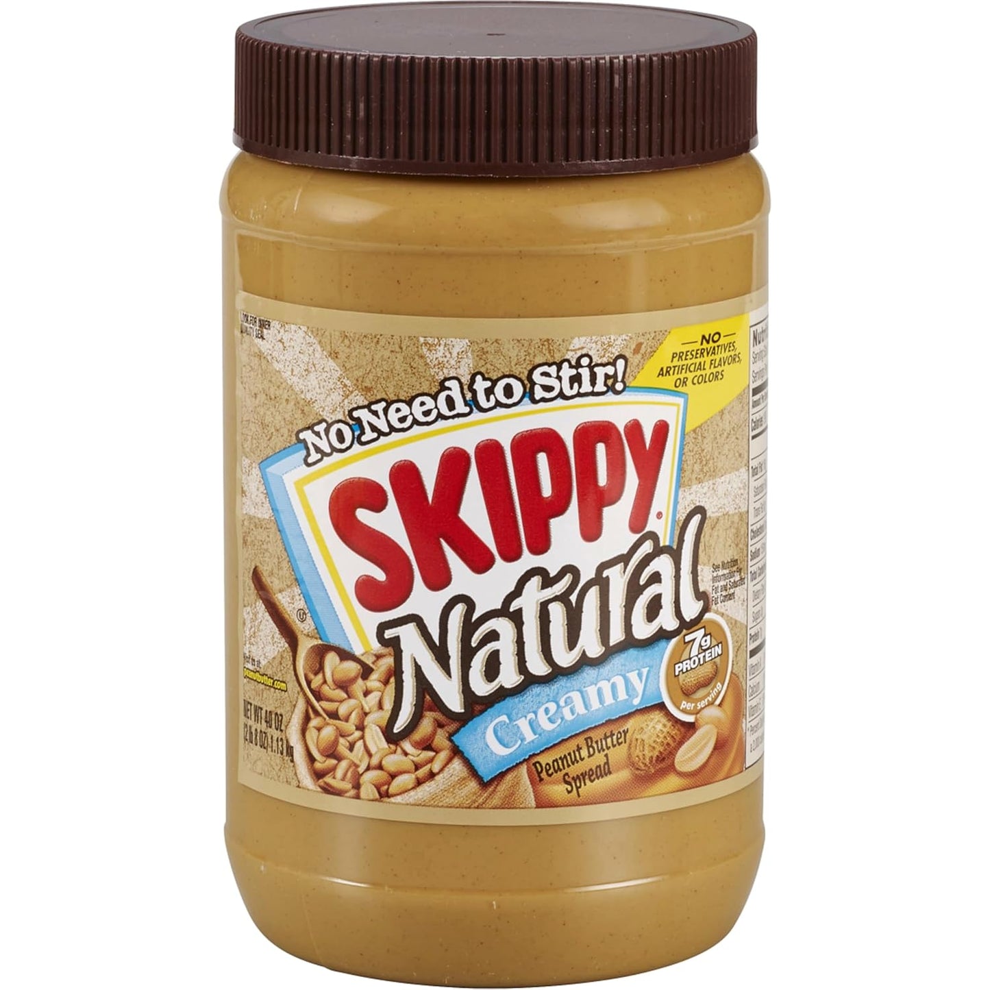 SKIPPY Natural Creamy Peanut Butter, 7 G Protein per Serving, 40 Ounce