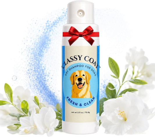 Dry Shampoo Powder & Coat Deodorizer for Dogs (Fresh & Clean) | Waterless No-Rinse Squeeze Bottle Formula | Calming Scent | Talc and Alcohol Free | Safe for Sensitive Skin | Made in USA