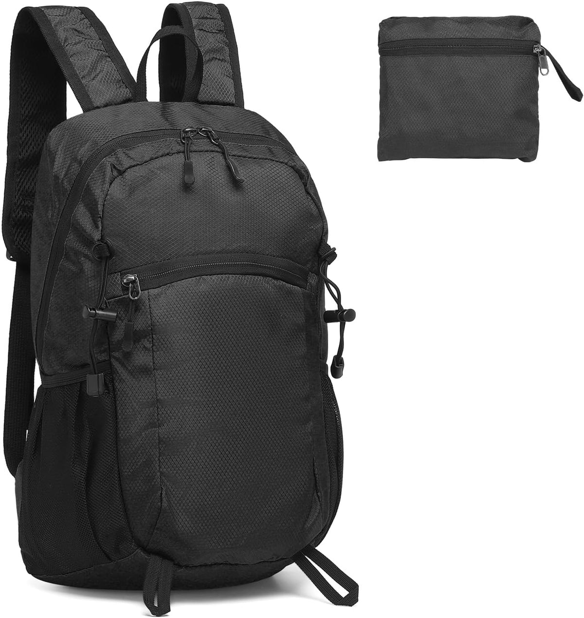 20L Small Hiking Backpack for Women Men Packable Daypack Black