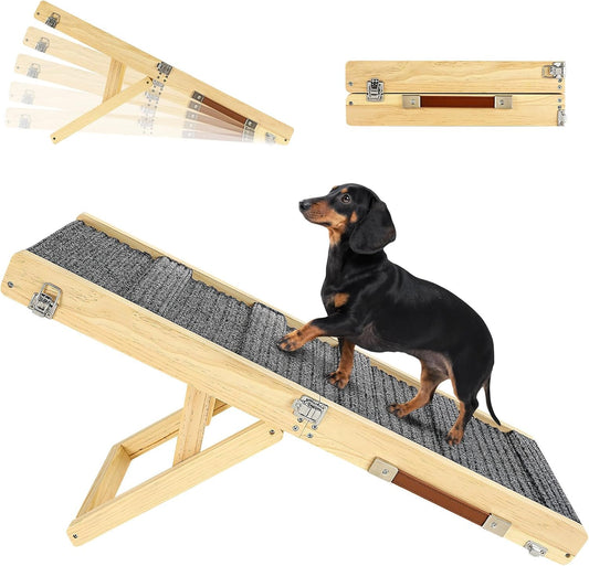 Pawaboo 2026 Upgraded Small Dog Ramp for Couch Foldable, 5 Ajustable Height