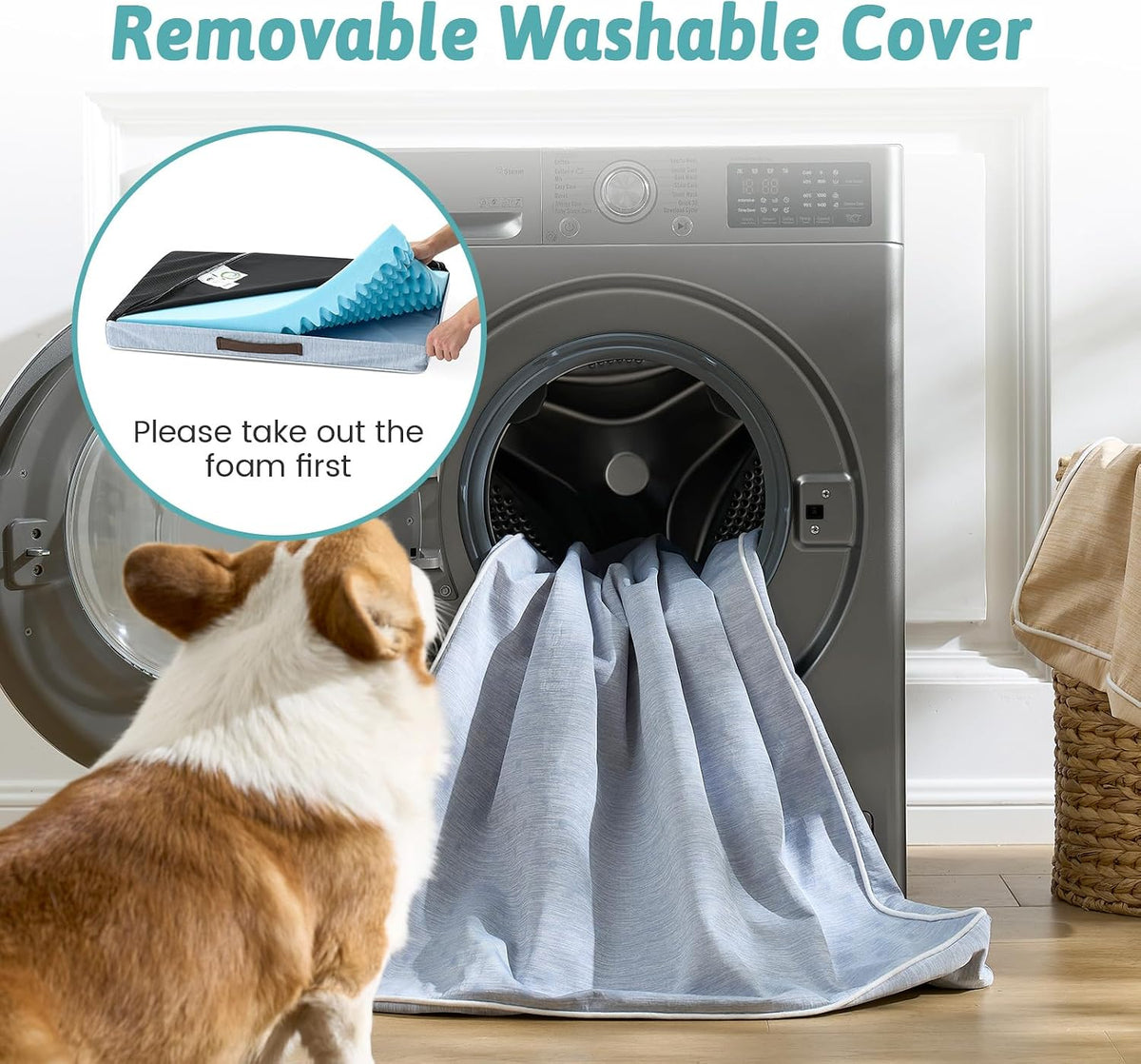 COZY KISS Cooling Orthopedic Dog Bed, Q-Max>0.5, Waterproof Lining, 44X32In
