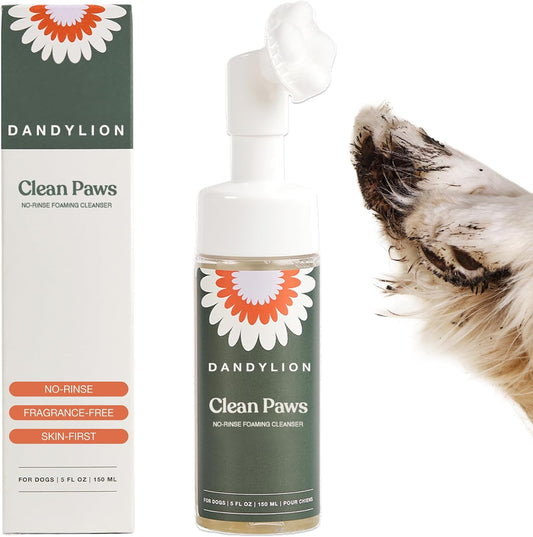 Dog Paw Cleaner, Clean Paws, No Rinse Foam Cleaner with Brush, 5 Fl Oz