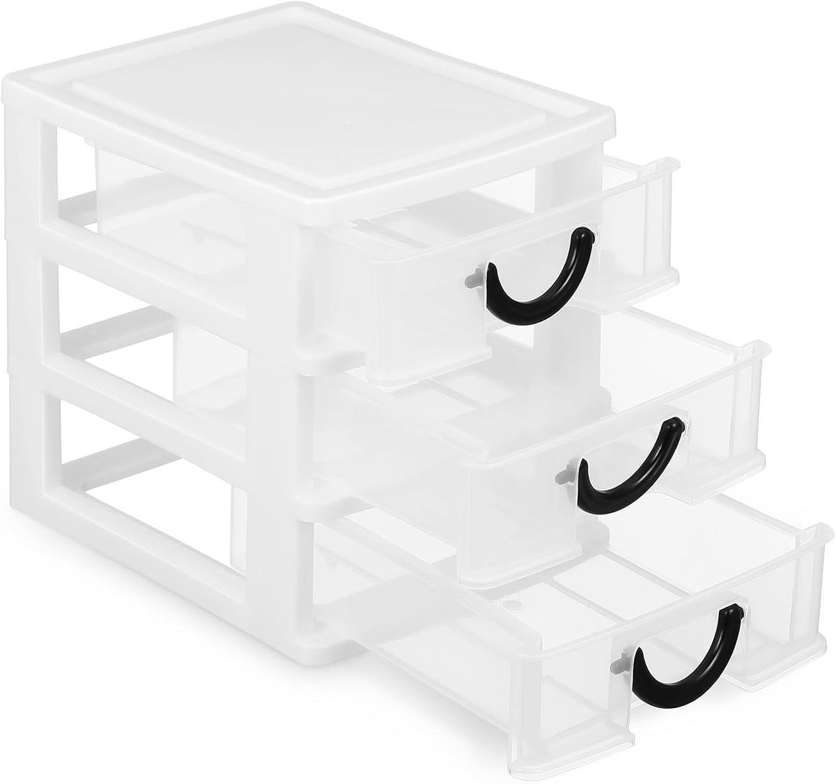 SEWACC Desk Organizer with Drawers 3 Drawer White Plastic