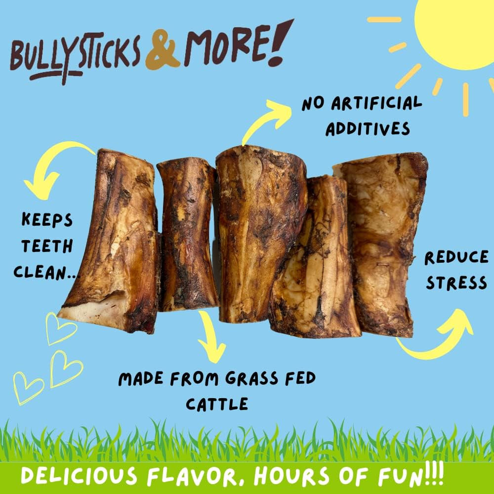 BULLYSTICKS & MORE Jumbo Marrow Bones (3 Count) - Meaty Large Bones for Dogs