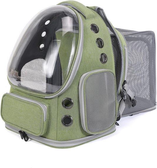 Cat Backpack Carrier for Large Cats, Expandable Cat Bubble Backpack, Dog Carriers for Small Medium Dogs, Airline Approved Pet Carrier for Travel Hiking Outdoor(Green)