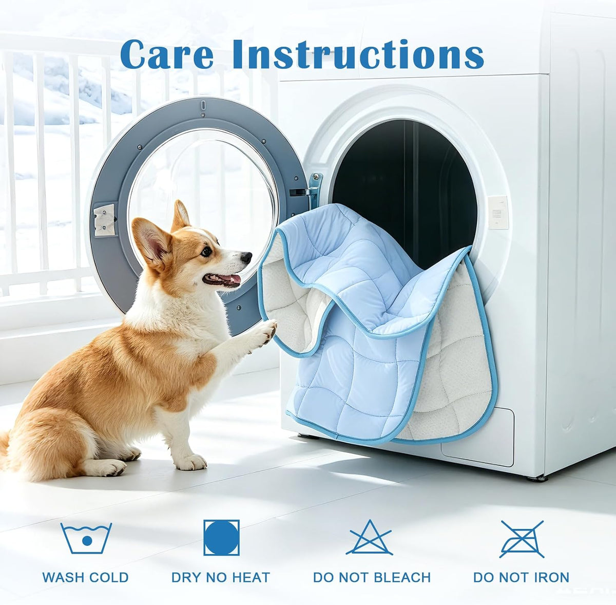 JOLLYVOGUE Cooling Mat for Dogs, Large Dog Cooling Pad, 44"X32", Blue