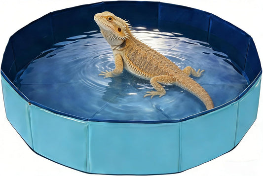 Foldable Pet Bath Pool, Collapsible Dog Bath Tub for Large & Small Dogs, Cats, Bearded Dragon, Portable Outdoor Swimming Pool for Camping, Washing Vegetables (Small Animal - Blue)