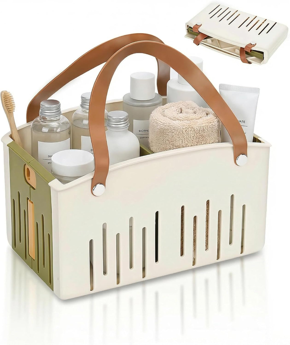 Portable Shower Caddy Basket, Plastic Collapsible Basket for Storage