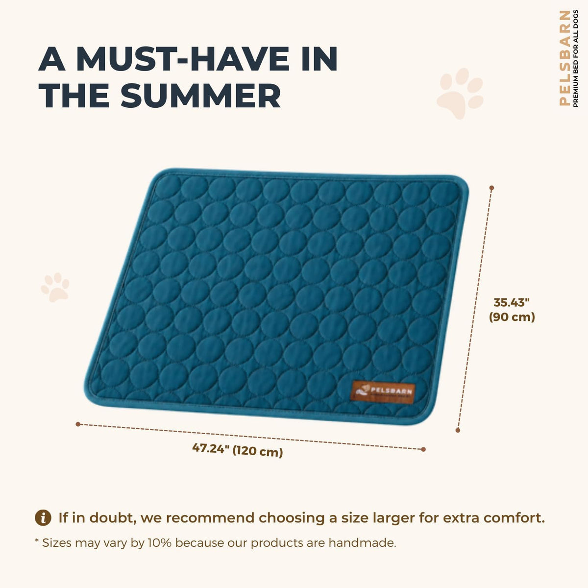 Pelsbarn Dog Cooling Mat, Ice Silk Self-Cooling Pad, Deep Blue, XL