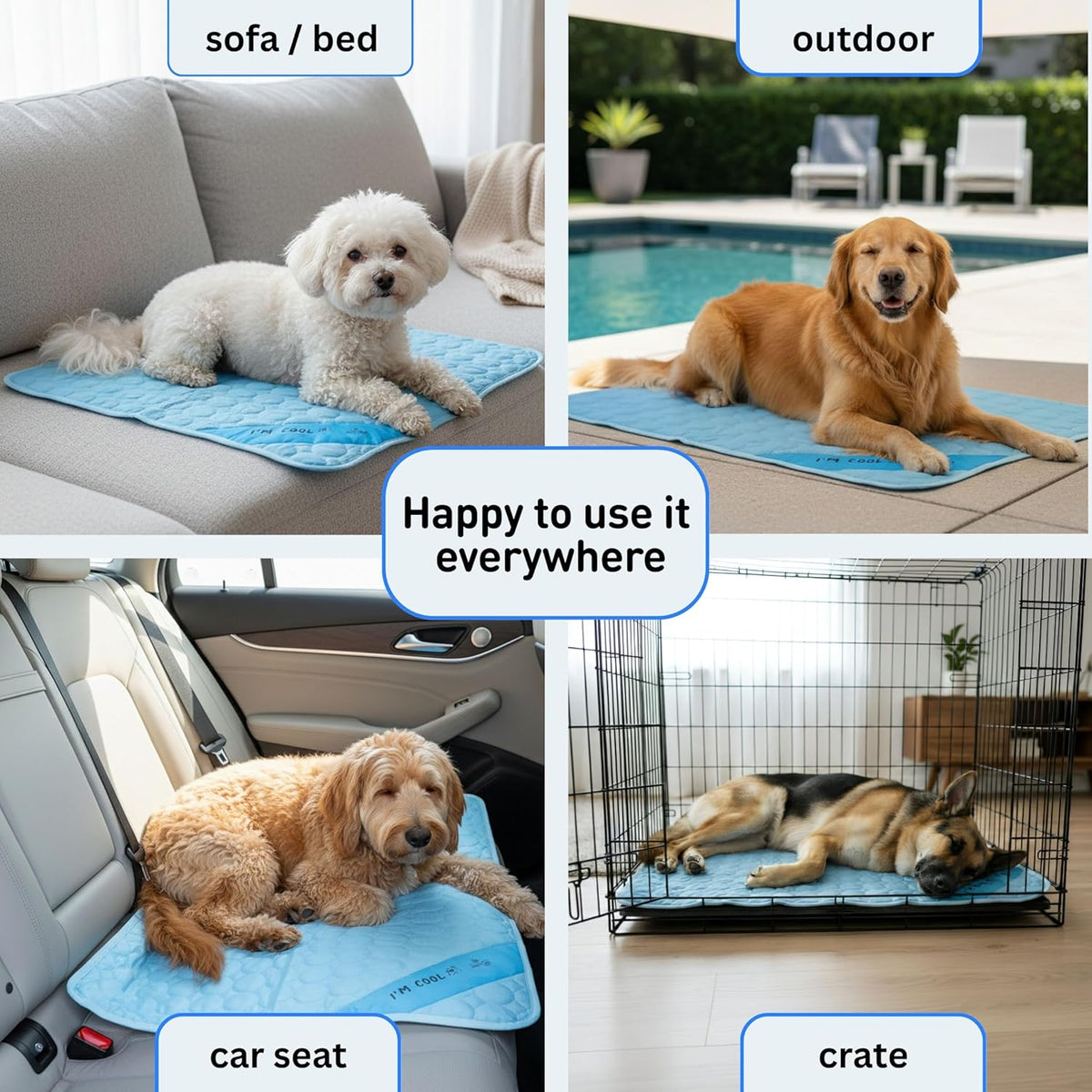 INSPECTOR TAIL Dog Cooling Mat, Indoor & Outdoor, Large Self Cooling Pad