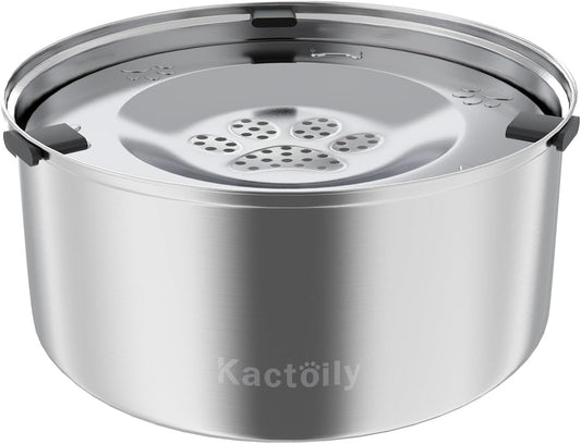 Kactoily 3L/101Oz Dog Water Bowl Stainless Steel Slow Water Bowl for Dog