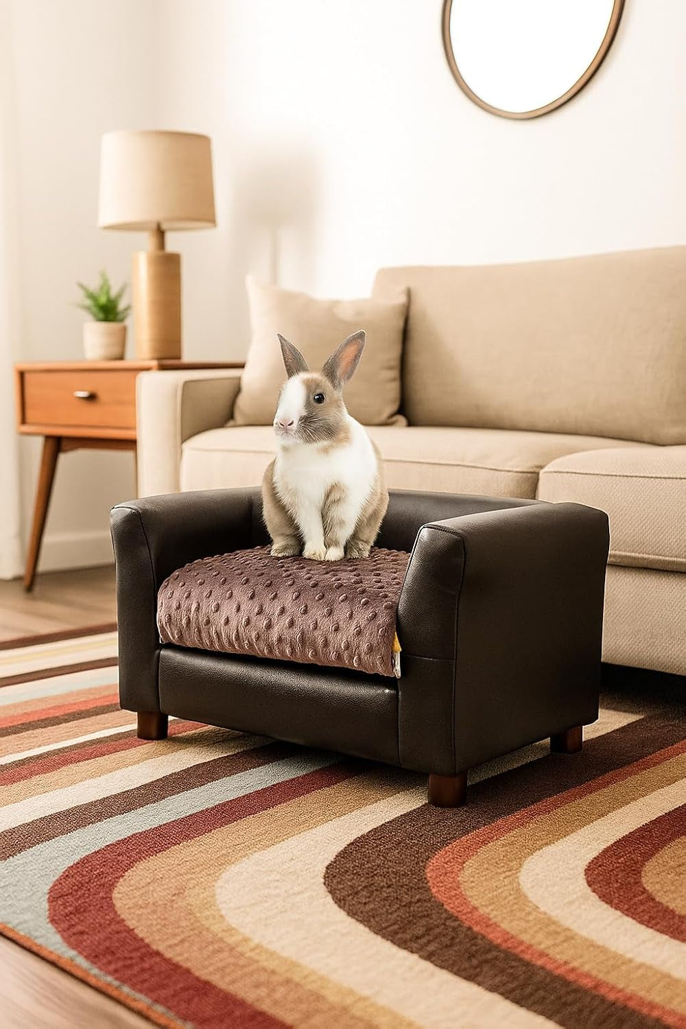 Keet Fluffy Deluxe Pet Bed, Sofa Charcoal, Small