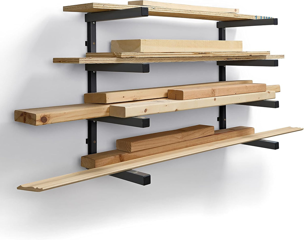 BORA 4-Level Lumber Storage Rack Wall Mount Wood Rack for Garage Organizer
