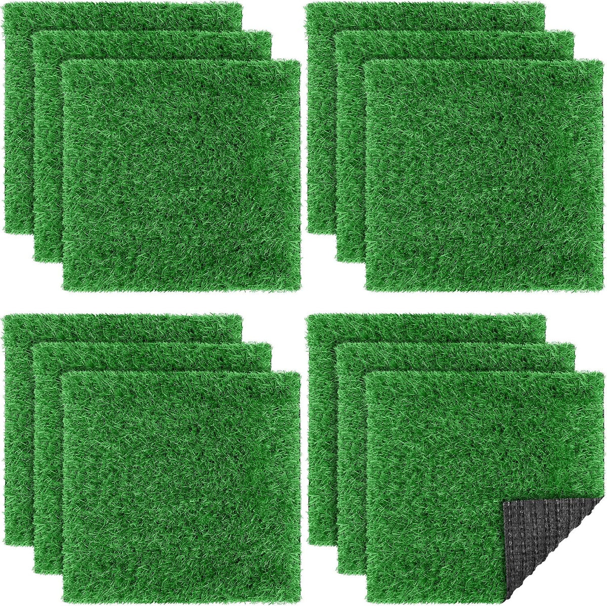 TURSTIN 12 Pcs Artificial Grass Mat, 12 X 12 Inch Synthetic Turf Squares