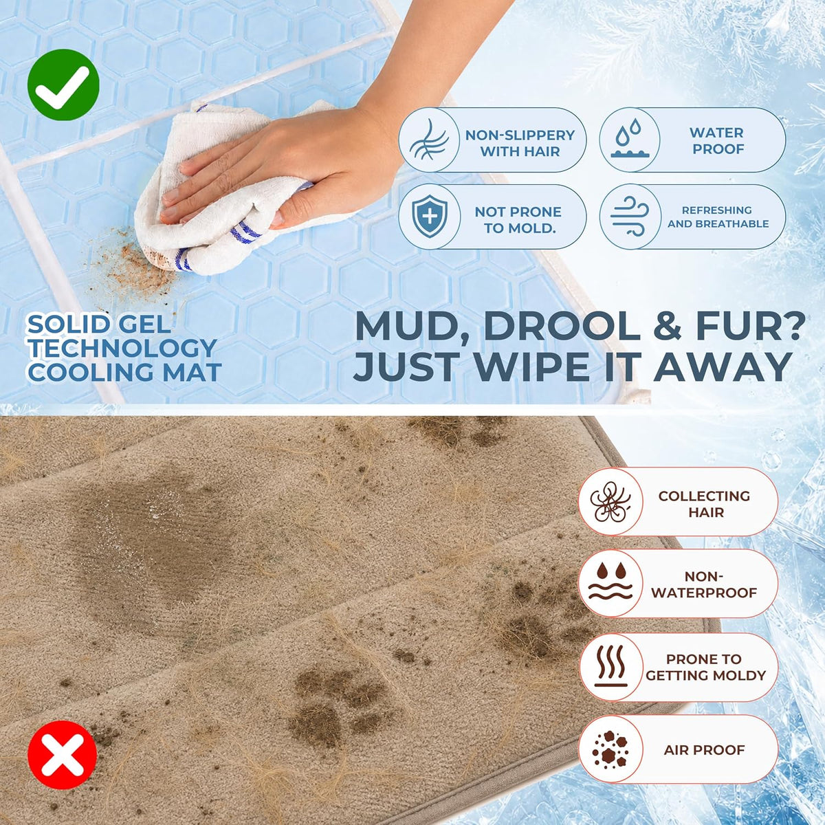 Cooling Mat for Dogs, Gel Dog Instant Cooling Mat Pet Pad for Cats