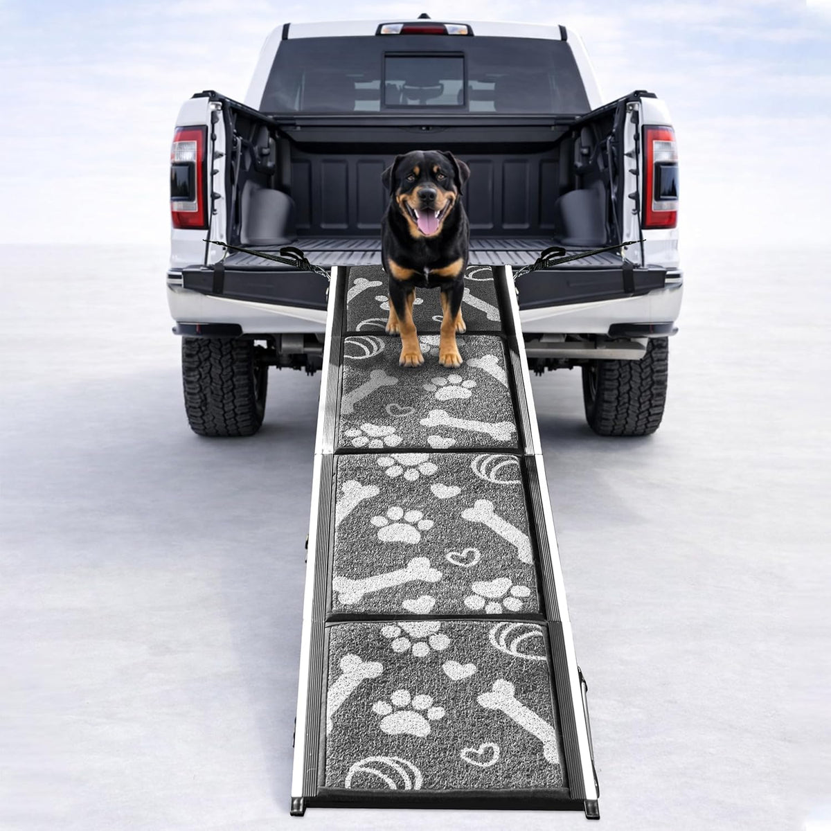 Heavy-Duty 22 Lb Dog Ramp for Large Dogs, Car, SUV & Truck, 71" Long X 20" Wide, Built for Maximum Stability, Aluminum Pet Ramp with Side-Strap Stability System, 250 Lb Capacity