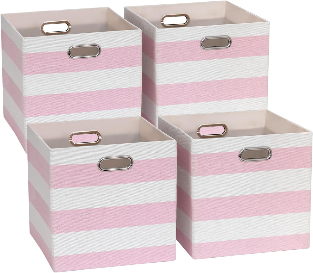 11 X 11 X 11 Inch Linen Stripe Storage Cubes for Home Organizing, Pack of 4