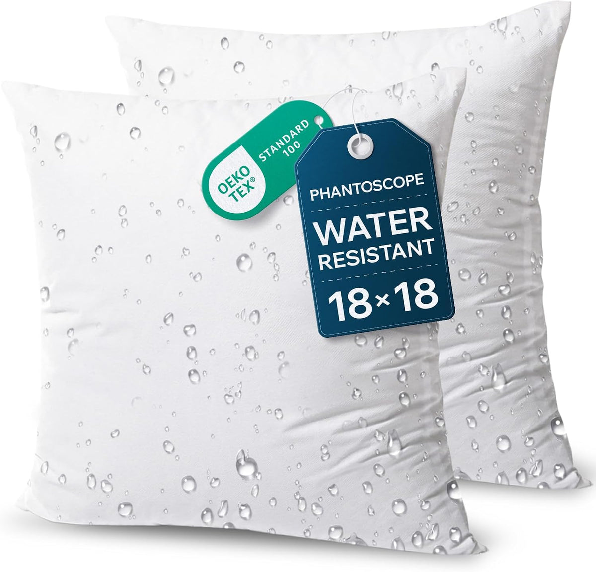 Phantoscope Outdoor Pillows Waterproof 18X18 Outdoor Pillow Inserts 2 Pack