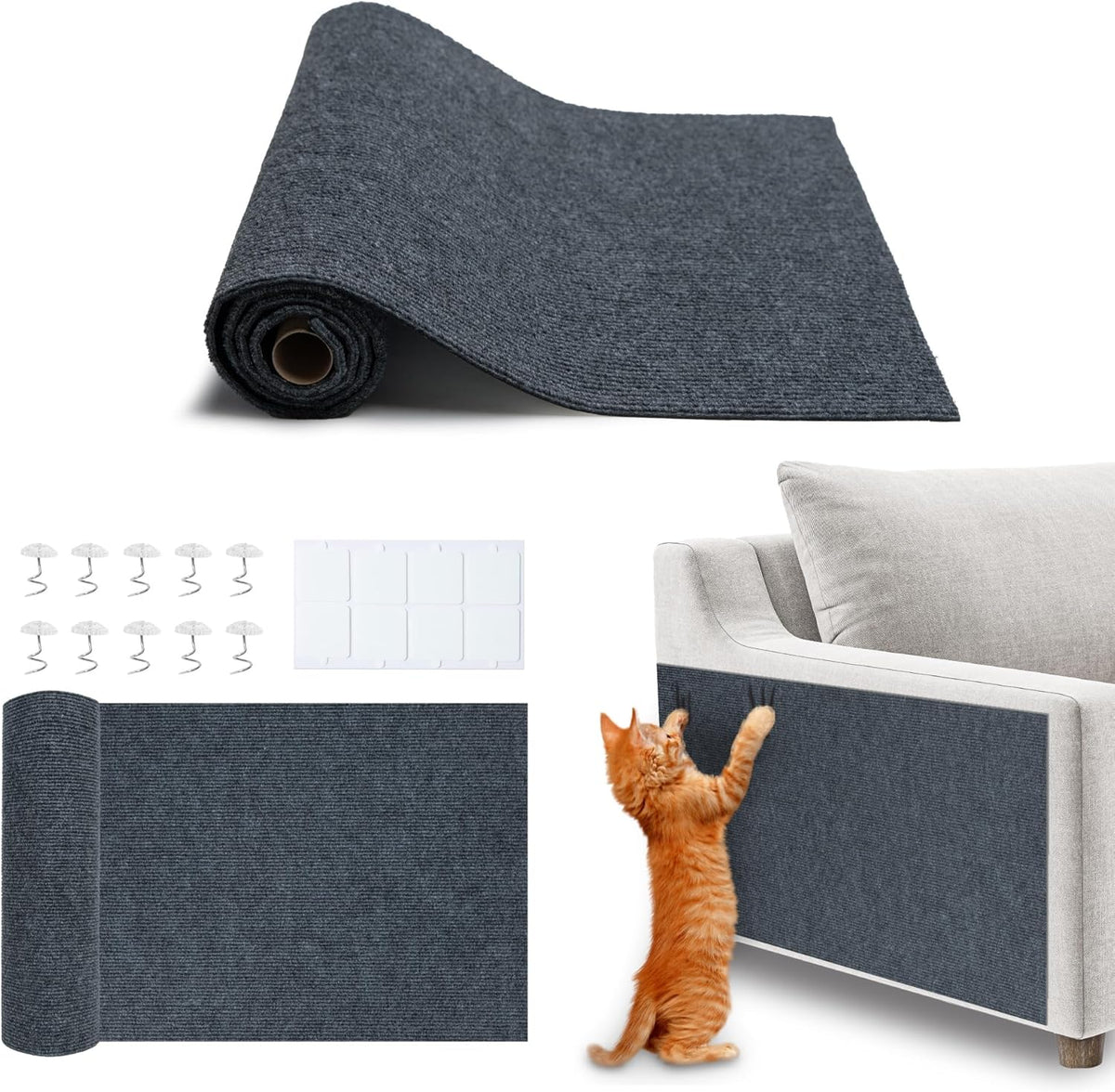 Catify Peel & Stick Cat Scratching Mat - Gray, L:39"