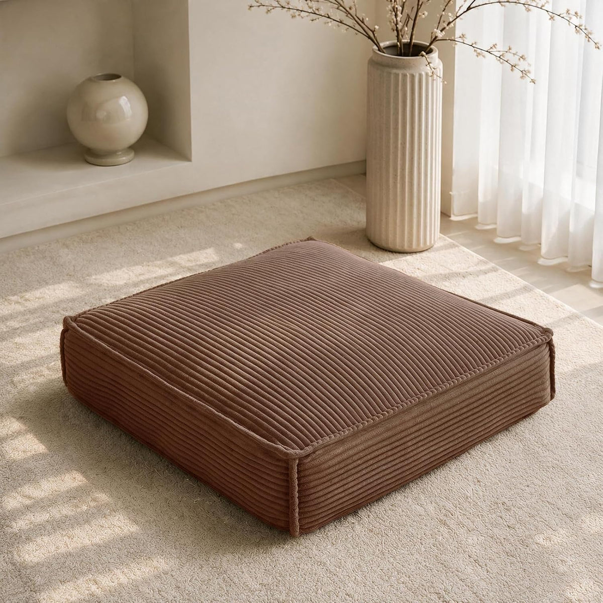 1 Pack Floor Cushions, 24X24X5.5 In, Solid + Shredded Foam