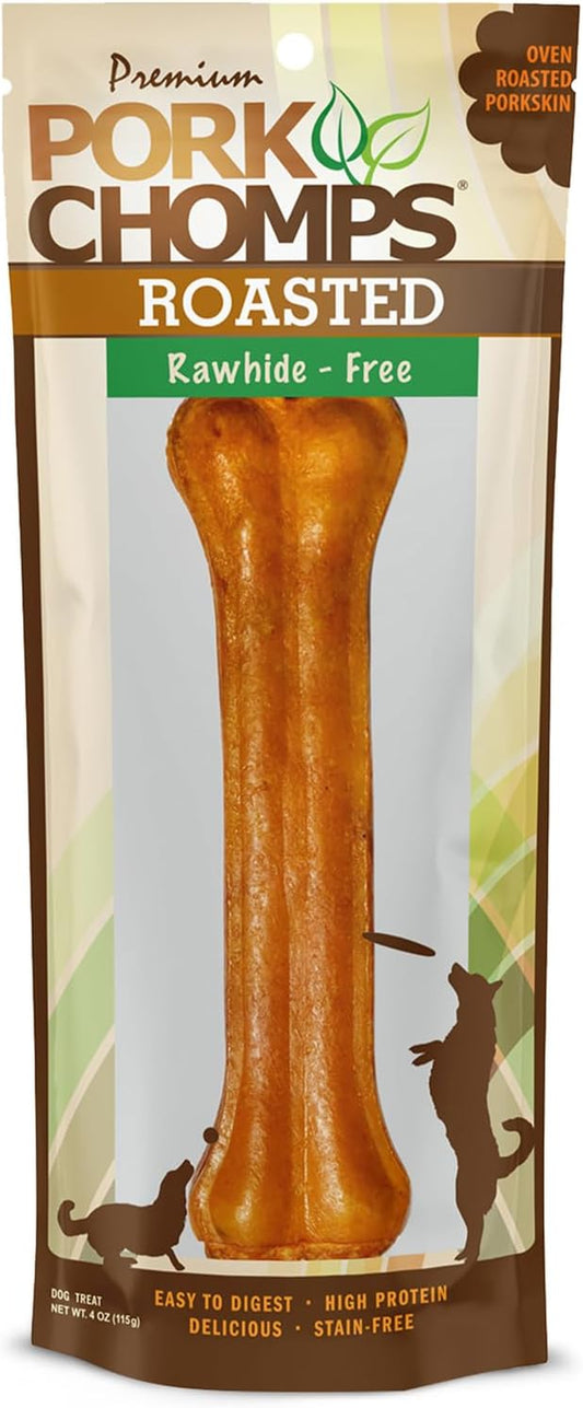 Pork Chomps Rawhide Free Pork Skin Dog Chew Bone, 7In, 1Ct