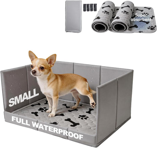 HQ4US 4LEGS Dog Litter Box Pee Pad Holder Foldable with High Walls, Large Indoor Dog Potty Toilet for Puppies,Portable for Travel, Leakproof,Waterproof, Easy Clean, No Assembly, 2 Washable Pee Pads