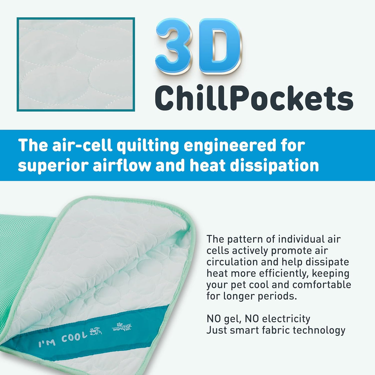INSPECTOR TAIL Dog Cooling Mat Indoor & Outdoor with Ice Silk, XL Pet Pad
