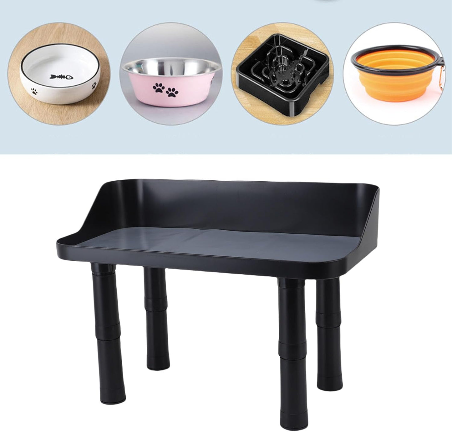 Diydeg Elevated Dog Bowls, 3 Height Adjustable Raised Dog Bowl, Plastic Food Water Bowl Stand Pet Feeder Dish Station for Small Medium Large Cats Pets