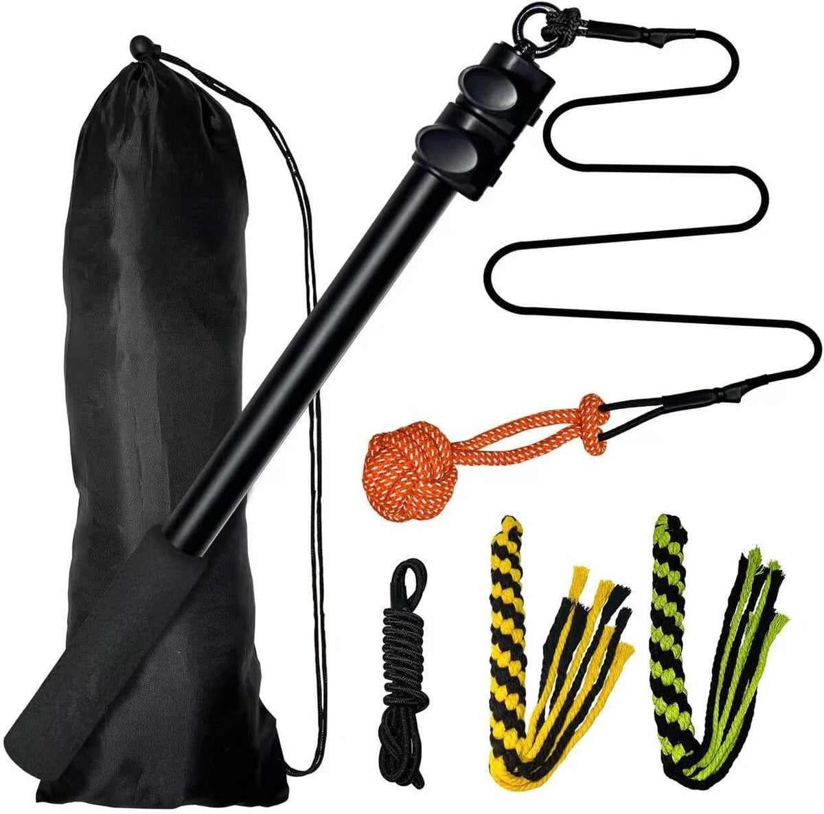 Flirt Pole for Dogs, Extendable Dog Flirt Pole, Dog Teaser Wand with Detachable 3 Replacement Rope Toys and Aluminium Alloy Non Slip Handle for Small Medium Large Dogs & Chase and Outdoor Exercise