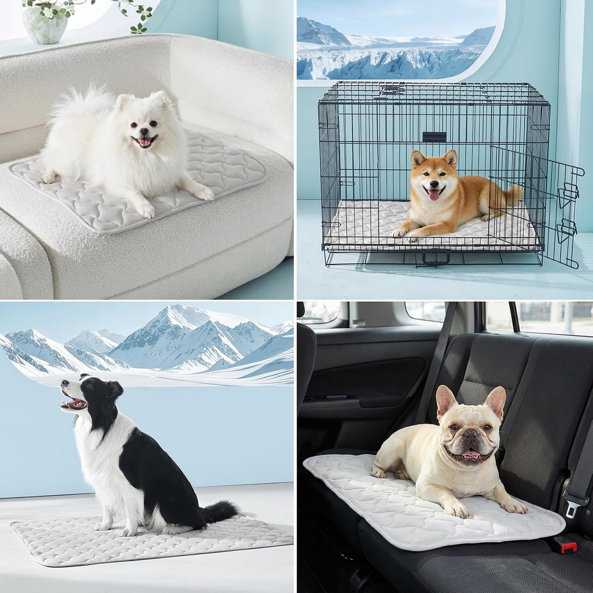 GASUR Cooling Mat for Dogs, Q-Max>0.5 Instant Temp Drop Dog Cooling Mats for Medium Dogs&Cats, Cooling Pad for Dog - Indoor Outdoor Travel Use, Snag Resistant，Machine Washable&Anti-Slip, 28"X22" Grey