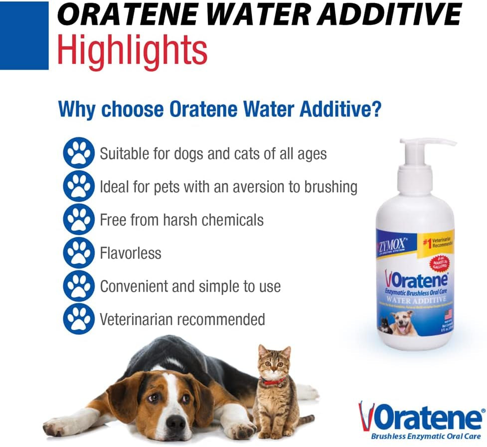Pet King Brands ZYMOX Oratene Enzymatic Brushless Oral Care Water Additive, 8Oz
