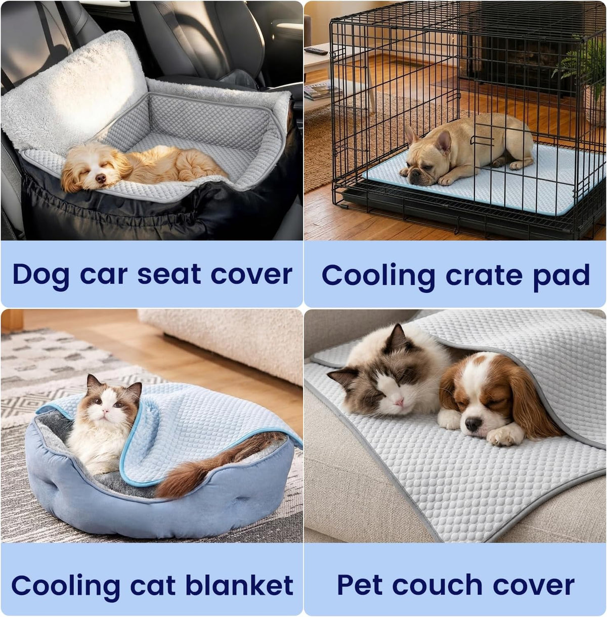 Dog Cooling Mat for Small Dogs, QMAX>0.4 Breathable Cool Pet Crate Pad Indoor for Cat with Chill Fiber and Innovative Mesh Base, Portable Washable Kennel Mat for Summer, 24"×19.6",Pearl Grey