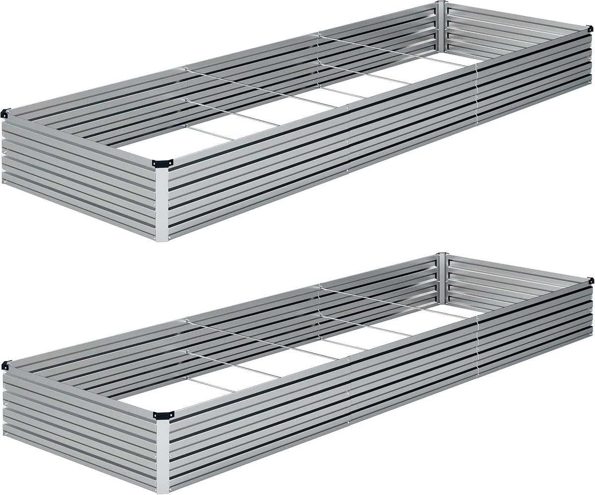 2PCS 10X3X1Ft Galvanized Raised Garden Bed Kit,Gardening Planter Box