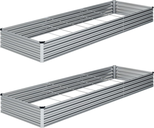 2PCS 10X3X1Ft Galvanized Raised Garden Bed Kit,Gardening Planter Box