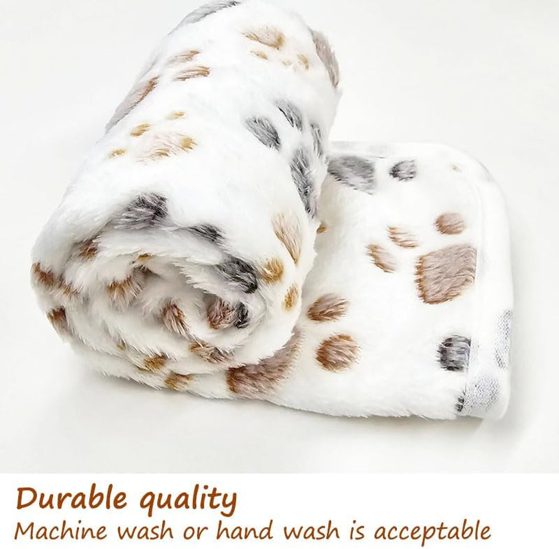 1 Pack 3 Blankets Fluffy Premium Fleece Soft Pet Blanket Flannel Throw for Cat Dog Puppy (Small 23X16'', Paw-White/Pink/Brown)