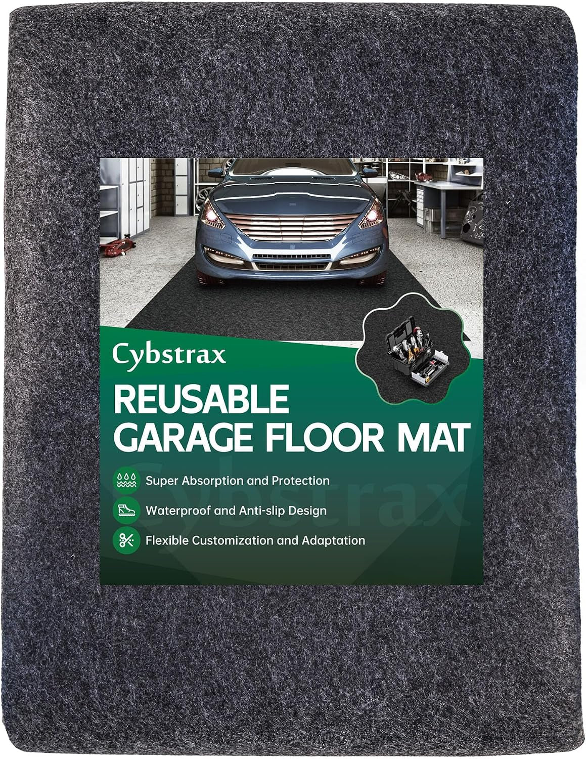 Oil Spill Mat - 96" X 72" Absorbent Oil Garage Floor Mat for under Car - Protect Driveway from Drips, Spills, Stains, Reusable & Durable Garage Floor Protection Mat with Waterproof Backing