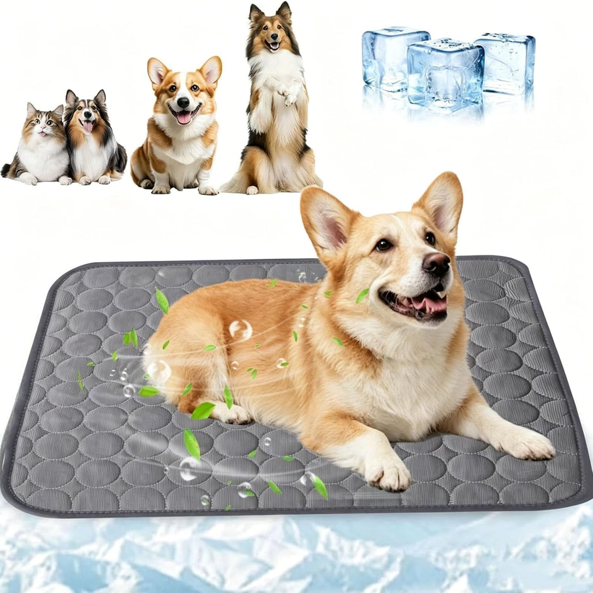 Cooling Dog Mat Extra Large, 28" X 20" Thick & Durable Washable Cooling Mat for Extra Large Dogs, Portable Extended Cooling with Waterproof Color-Changing Arc-Chill Fiber