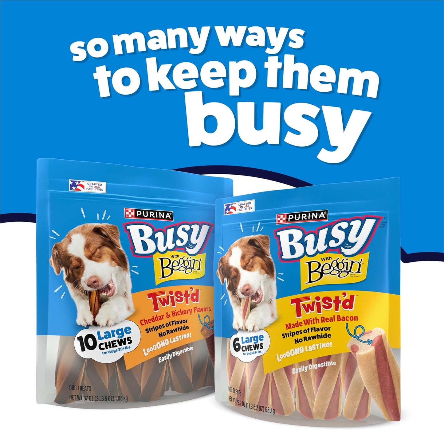 Purina Busy with Beggin’ Twist’D Cheddar and Hickory Smoke Flavors Adult Dog Treat - 10 Ct. Pouch