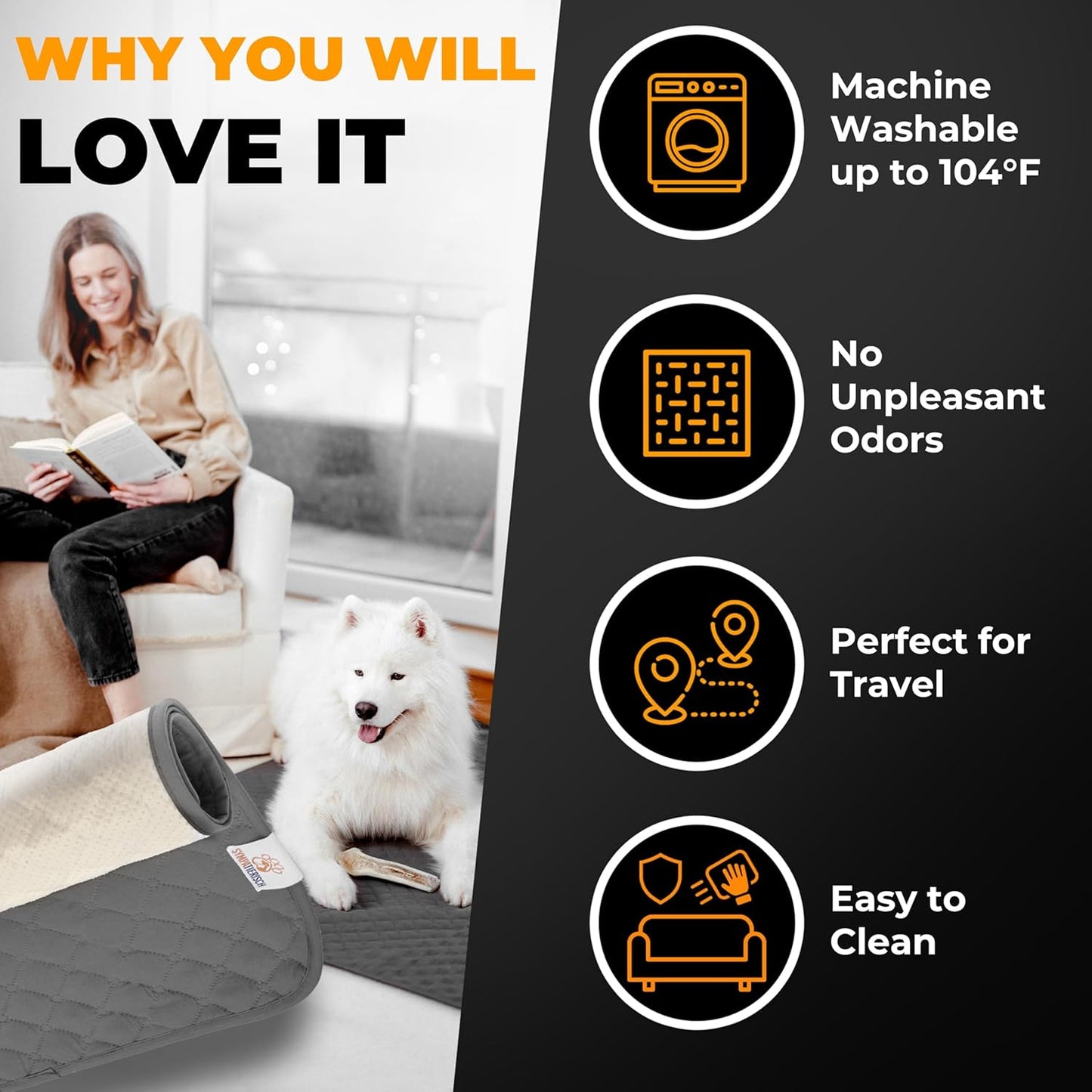 Waterproof Dog Blanket for Couch – Pet Hair Resistant Sofa Protector - Non Slip Dog Couch Cover - Washable Waterproof Pet Blanket for Sofa Bed Car - Reversible Dog Blanket for Couch Protection